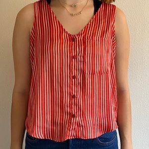 Red and white striped crop top